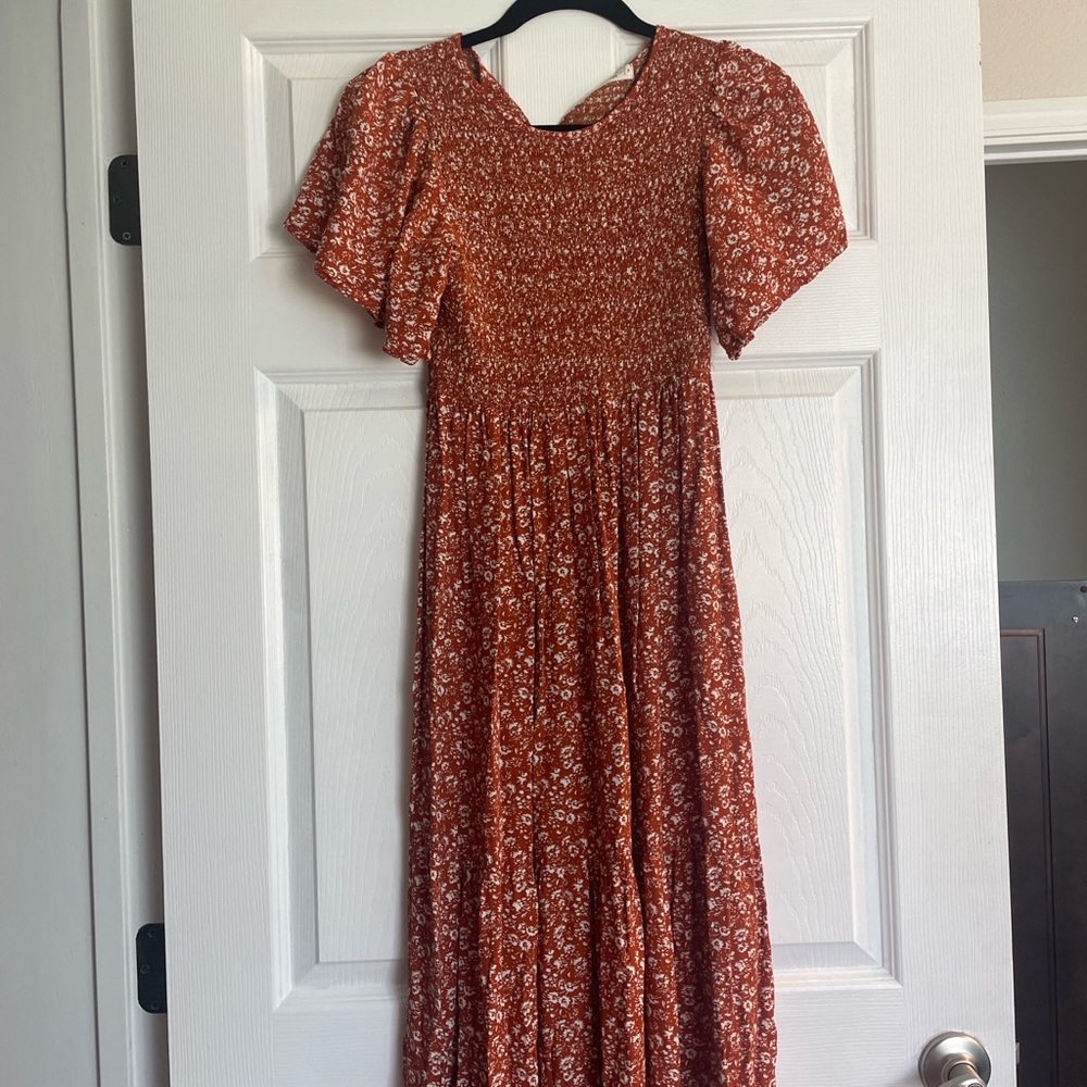 Rust Floral Maxi Dress